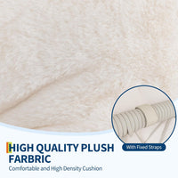 Garvee Oversize 360° Swivel Plush Lounge Chair with Metal Rocking Base, Winter Rattan Rocking Papasan Chair with 6.3" Comfy Deep Seat Thick Cushion for Indoor/Outdoor, Beige