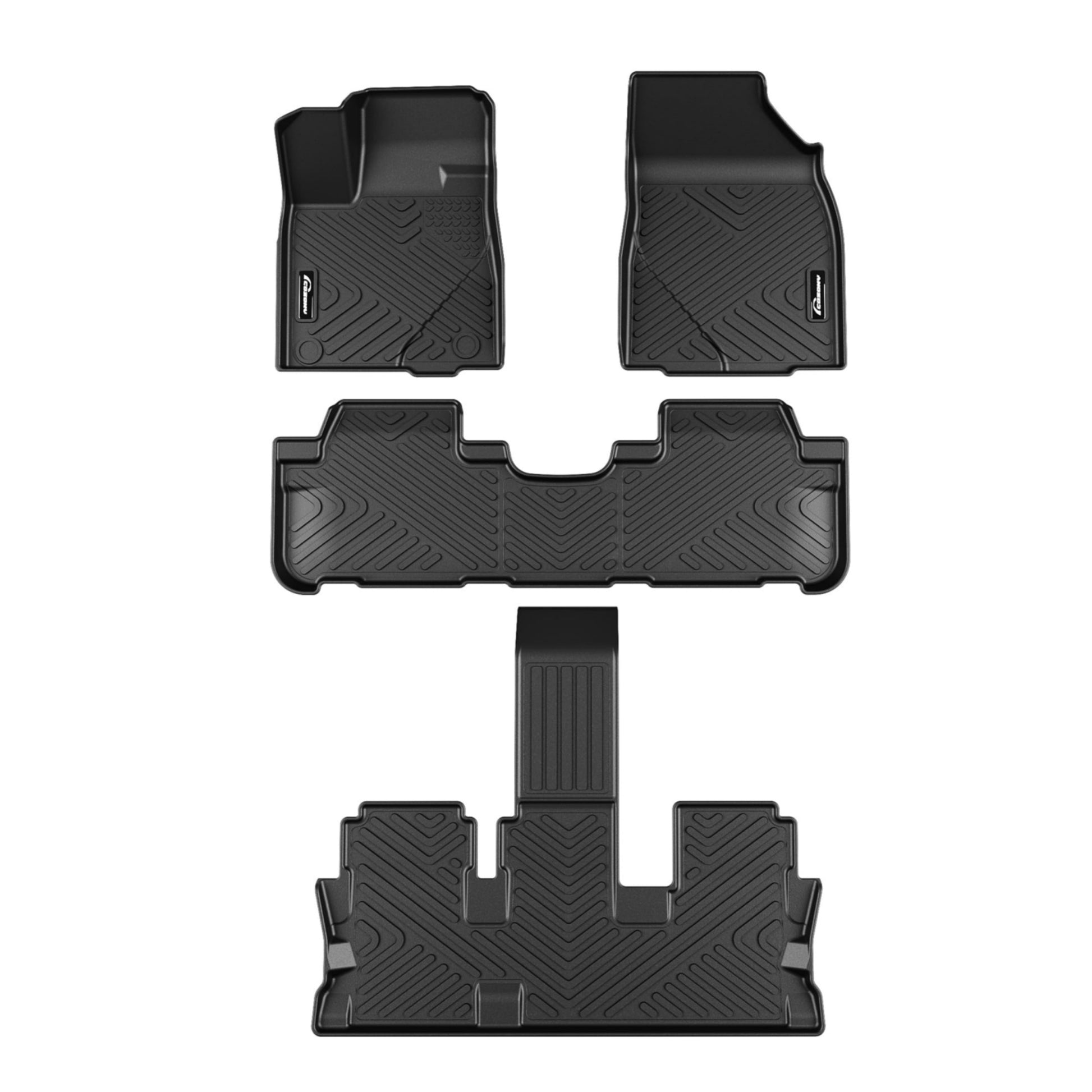 Garvee Floor Mats for Toyota Highlander 2014-2019, TPE All Weather Car Floor Liner Accessories, Front 1st 2nd 3rd Row, Black