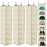 Garvee 3-Tier Hanging Shoe Organizer Gray 8-Shelf Storage Holder Closet Space-Saving 30x23x120cm (3 Pack) - Beige