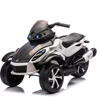 Garvee 12V Dual Motor Kids Electric Ride-On Car & 3-Wheel ATV – 4 MPH, Treaded Tires, LED Lights & Music, 66 lbs Capacity, Outdoor Battery Powered Vehicle for Boys & Girls Ages 3-8 – White