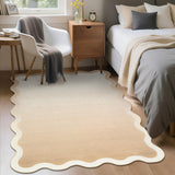 Garvee Scalloped Washable Ombre Rug Non Slip 9x12 Beige for Living Room Bedroom Dining Room Nursery Office Apartment - Beige