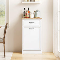 Garvee Tilt Out Trash Cabinet, Hidden Trash Can Cabinet 10 Gallon Storage Holder, Freestanding Garbage Can Cabinet for Kitchen Dining Living Room