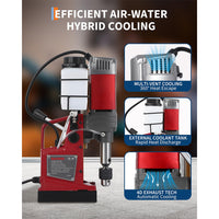 Garvee Magnetic Drill Press - 1.57" Boring Diameter, 820 RPM, 2922 lbf/13000N, 1450W Portable Drill Kit with 10-Speed Adjustment, Double Dovetail, and Adapter for Home and Industrial Use