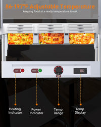 Garvee 72QT Commercial Food Warmer 9x8QT Electric Steam Table with Acrylic Shield Stainless Steel Bain Marie Countertop Lockable Wheels for Restaurants Buffets Party 1500W 110V