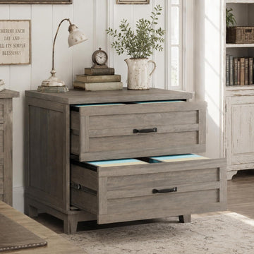 Garvee Farmhouse 2-Drawer Lateral Filing Cabinet - Wide Wood Organizer for A4/Letter/Legal Documents - Heavy-Duty Frame - Spacious Top - Ideal for Home Office or Living Room - Gray