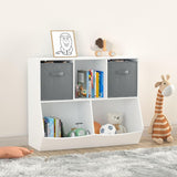 Garvee Bookcase Toy Storage MDF Multi Shelf with Cubby Organizer Cabinet for Boys Girls Bedroom Living Room 35.43 x 11.81 x 29.53 Inch Grey