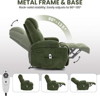 Garvee Manual Recliner Chair with Massage and Heat, Ultra-Comfortable 135° Adjustable Reclining Sofa for Living Room & Bedroom, with Cup Holders & Pockets, Corduroy Green