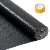 Garvee Garage Floor Mat 7.5' x 17', 2mm Thick PVC Heavy Duty, Non-Slip Diamond Plate, Waterproof & Oil-Resistant Floor Protector for Cars, SUVs & Trucks, Black - Black + Adhesive