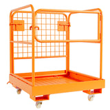 Garvee 36" x 36" Forklift Safety Cage, 1200 lb Foldable Steel Work Platform with Guardrail Chain - Orange
