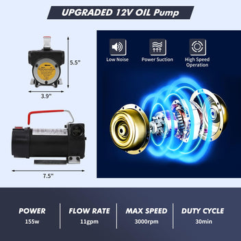 Garvee 12 Volt Fuel Transfer Pump Kit, 10GPM/40LPM Portable Electric Self-Priming Fuel Transfer Extractor Pump Kit with Portable Case, Aluminum Automatic Nozzle, 360 Swivel Connector, Red