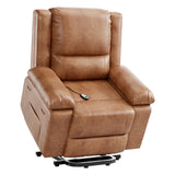 Garvee Power Lift Recliner Chair PU Leather with Massage for Elderly Ergonomic Lounge Chair Classic Single Sofa with Side Pockets Home Theater Seat-27" Seat Width, Brown - Brown