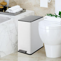 Garvee 4 Gallon Stainless Steel Step Trash Can with Removable Inner Bucket and Soft-Close Lid for Bathroom Living Room and Office, White