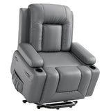Garvee Electric Power Lift Recliner Chair Sofa, PU Leather Lift Chair with Heat and Massage for Elderly People, Wide Electric Massage Chair with Remote Control for Living Room, Gray - Gray
