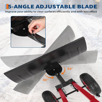 Garvee Snow Shovel 29x14 in Heavy Duty Metal 5-Position Angled Blade Adjustable Handle Wheels for Driveway Sidewalk Winter Use