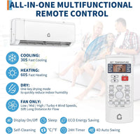 Garvee 9000 BTU 18.5 SEER 2 230V~ Mini Split AC/Heating System With WiFi,  Suitable for 450+ Sq. Ft