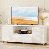 Garvee Fluted TV Stand for 65 Inch TV, Entertainment Center with Storage Drawer and Open Shelf, Modern TV Media Console Cabinet Furniture for Living Room, Bedroom, White