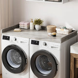 Garvee Washer Dryer Countertop 54.3" x 27.6" Wooden Laundry Countertop with Edge Rails for Laundry Room Organization, Natural Wood Finish