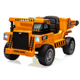Garvee Ride - P Series: 4WD Ride On Car with Dump Truck, Electric Car for Kids with Remote Control, Toddler Car with Electric Dump Bed & Shovel, 2 Speeds, - Orange