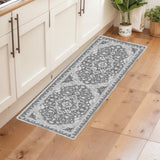 Garvee 2x6 Ft Vintage Machine Washable Area Rug with Rubber Backing for Living Room, Bedroom, Kitchen, Dining Room, Home Office, Gray - Gray