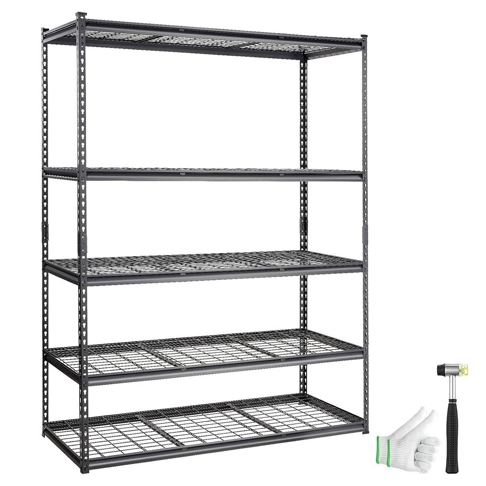 Garvee 5-Tier Metal Storage Shelves, 60" x 24" x 78" Garage Utility Rack, 2000 lb Capacity, Black