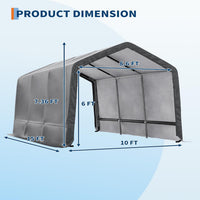 Garvee Outdoor Portable Storage Shed Gray 10'x15' Waterproof PE Tarp Rust-Resistant Steel Frame Roll-Up Doors Ventilated Bike Tool Storage