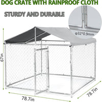 Garvee 6.6ft Heavy Duty Dog Kennel with Pointed Roof, Indestructible Large Kennel Indoor&Outdoor, Dog Enclosure Outside with UV-Resistant Cover for High Anxiety Dogs, Rabbits, Chicken Farming