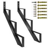 Garvee Steel Stair Step Riser Metal Stair Stringer with Reinforcing Support Legs Indoor Outdoor 3 Step Black