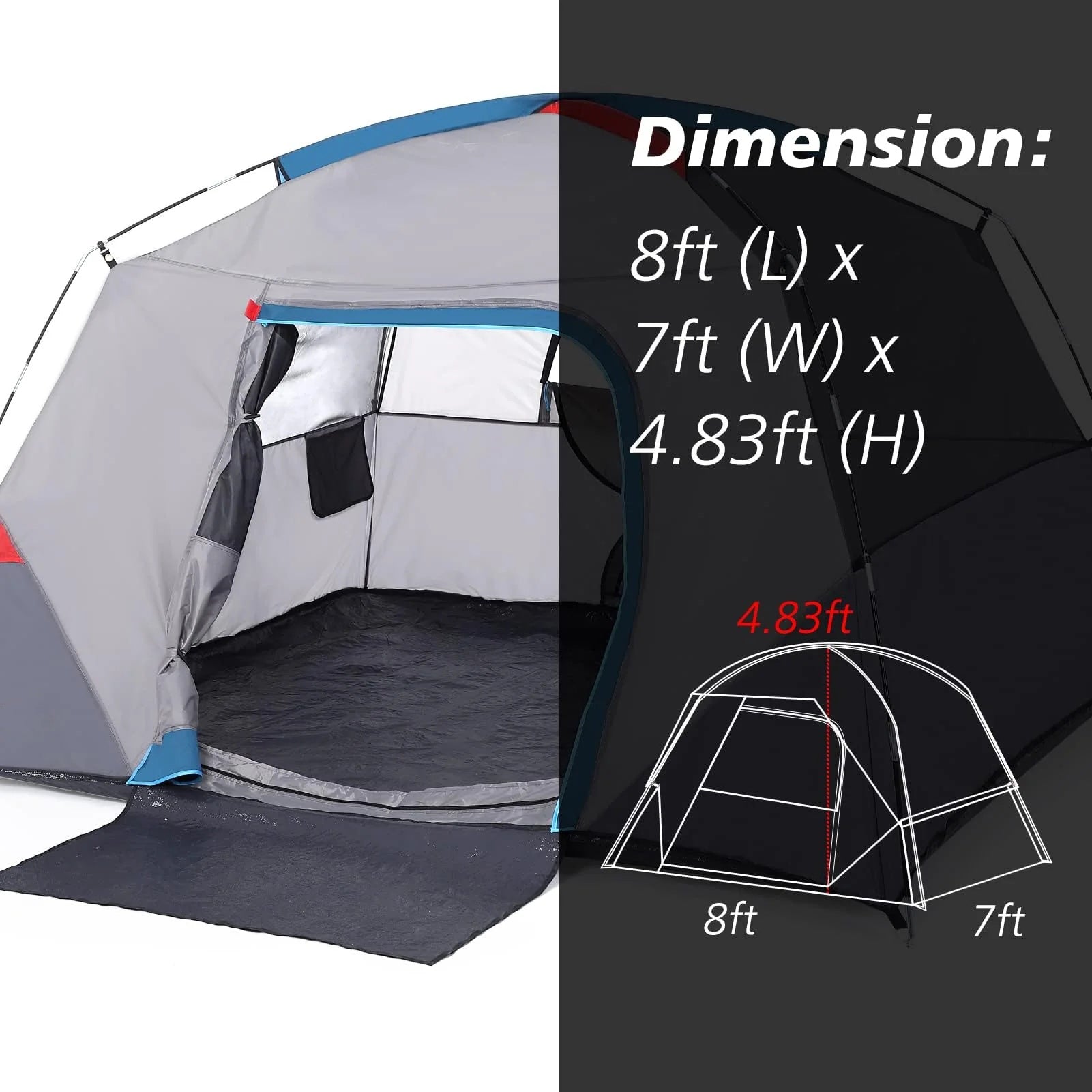 Garvee 4-6 Person Camping Tent - Waterproof Lightweight with Rainfly, Easy Setup for Hiking, Backpacking & Outdoor Travel, Light Blue
