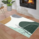Garvee Large Washable Rugs 8x10 Area Rugs for Living Room Modern Abstract Rug Aesthetic Low Pile Modern Rug Boho Throw Rugs Non Slip Area Rugs Bedroom Rug Home Office Dining Room, Green/Brown - Morandi Green