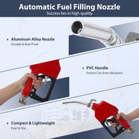 Garvee 12 Volt Fuel Transfer Pump Kit, 10GPM/40LPM Portable Electric Self-Priming Fuel Transfer Extractor Pump Kit with Portable Case, Aluminum Automatic Nozzle, 360 Swivel Connector, Red