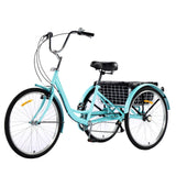 Garvee 3 Wheel Bikes for Adults, 7 Speed Tricycles for Adults, 26 inch Adult Tricycles for Women Men Seniors with Dual Chain, Rear Basket and Bag, Adult Trikes for Shopping, Beach and City, Green - Green