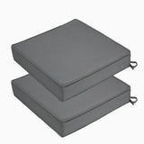 Garvee 600D Waterproof Oxford Fabric 19"×19"×4" Patio Seat Cushions, Outdoor Chair Pad with Ties for Garden Sofa, Dark Gray Set of 2 - Dark Gray