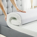 Garvee California King Mattress Topper Memory Foam 4-Inch, Garvee Dual-Layer Bed Topper with Breathable Removable Cover, Medium Firm Foam Mattress Pad - White