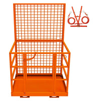Garvee Forklift Safety Cage, 43"x45" Forklift Man Basket,1800lbs Capacity Forklift Work Platform with Safety Harness & Lock,Forklift Aerial Platform 2-Man Collapsible Lift Basket for Lifting Loader