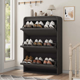 Garvee Shoe Cabinet with 3 Flip Drawers, Adjustable Shelf, Entryway Storage, 31.5"L x 10.2"W x 46.3"H, Black