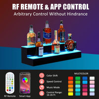 Garvee Led Lighted Liquor Bottle Shelf, 2 Tiers 40 Inches Led Bar Display Shelf With Remote & App Control, 16 Colors, 4 Modes, 1-8 H Timing, Bar Lights for Liquor Shelves