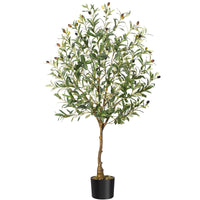 Garvee 7FT Artificial Olive Tree, Tall Fake Olive Trees with Realistic Trunk, Leaves, Fruits, Fake Olive Trees Potted Topiary Tree with Dried Moss for Home Office Living Room Bedroom Stairs Foyer Decor