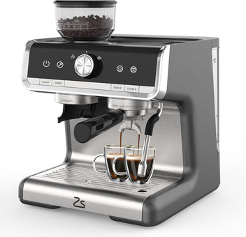 Garvee 1450W 120V 20 Bar Espresso Machine with Steam Wand, Fast Heat,Built-In Bean Grinder,for Home Barista, Gifts for Dad,Mom,Coffee Lover- Gray