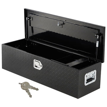 Garvee 30 Inch Aluminum Truck Tool Box, Truck Bed Storage Box with Security Lock and Wider Handles, Heavy Duty Waterproof Tool Box Organizer Chest for Pick Up Truck Rv Trailer - Black