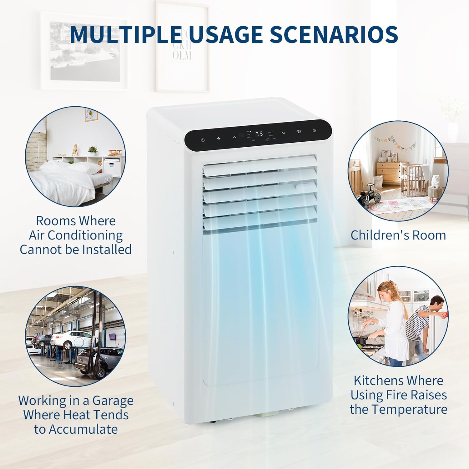 Garvee 8000 BTU Portable Air Conditioners Cool Up to 350 Sq.Ft,3 IN 1 Portable Ac Unit with Remote Control/LED Display/24Hrs Timer/Window Installation Kit & Low Noise for Home/Hotel/Office - Black Top