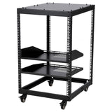 Garvee 15U 23"–40" Adjustable Depth Open Frame Server Rack, wall-mount or freestanding setup, for Network & AV Equipment, Black