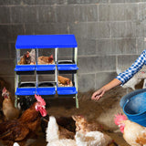 Garvee Chicken Nesting Box 6-Hole Roll Away Egg Laying Box with Lid Heavy-Duty Galvanized Steel Rustproof Design Blue with Bracket Legs - Blue