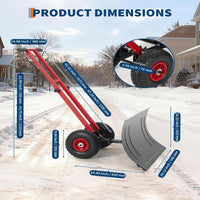 Garvee Snow Shovel 29x14 in Heavy Duty Metal 5-Position Angled Blade Adjustable Handle Wheels for Driveway Sidewalk Winter Use