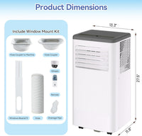 Garvee 8,000 BTU Portable Air Conditioner Up to 350 Sq.Ft, 3-In-1 Portable AC Unit with Cool/Fan/Dehumidifier, Room Air Conditioner with Remote Control, Full Window Kit, White