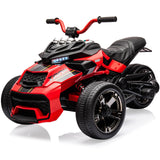Garvee 12V Kids Ride on Toy for Kids, 2x55W Powerful Engine 7AH Battery, 3 - 7 km/H, 3 Wheelers Electric Vehicle, LED Lights, 2 Speeds, EVA Tire, Music, USB - Red - Red