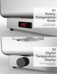 GARVEE 2 PACK Electric Chafing Dish Buffet Set 9 QT Buffet Servers and Warmers Digital Display Temperature Warming Tray Stainless Steel Food Warmer for Parties Weddings Caterings