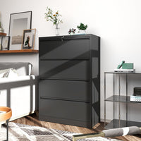 Garvee 4 Drawers Lateral File Cabinet, Metal Filing Cabinet with Lock for Home Office, Wide Steel Storage Cabinet Commercial Drawer Cabinets for Legal/Letter/A4 Size Files, Assembly Required