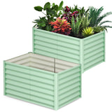 Garvee Galvanized Raised Garden Bed Outdoor 6x3x2FT Large Planter with Safety Edge and Glove for Vegetables and Flowers - Green
