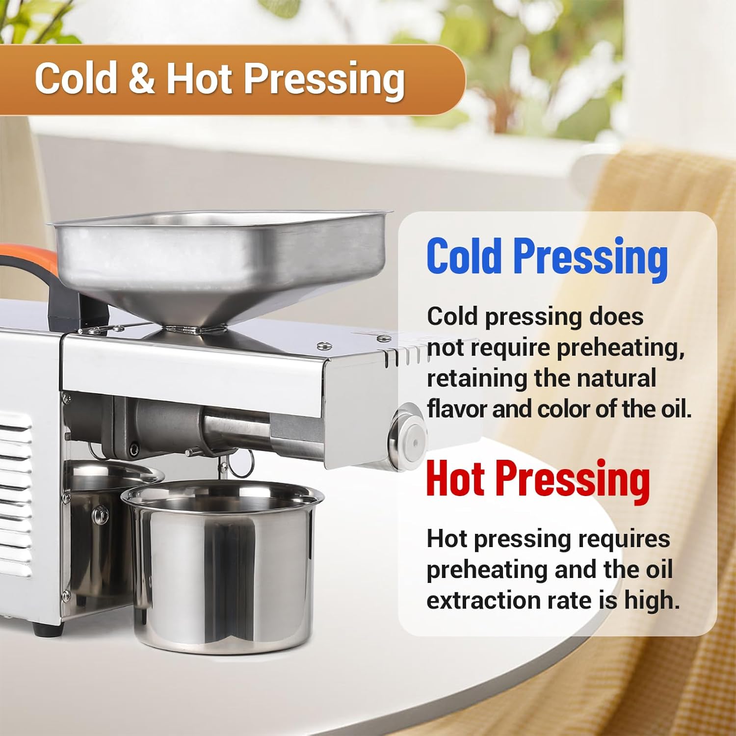GARVEE 900W Electric Oil Press Machine - Automatic Cold & Hot Oil Extractor with 340 Stainless Steel, Perfect for Pressing Peanut, Sesame Seeds, Walnut, Almond, Pumpkin, and Rapeseed