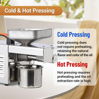 GARVEE 900W Electric Oil Press Machine - Automatic Cold & Hot Oil Extractor with 340 Stainless Steel, Perfect for Pressing Peanut, Sesame Seeds, Walnut, Almond, Pumpkin, and Rapeseed